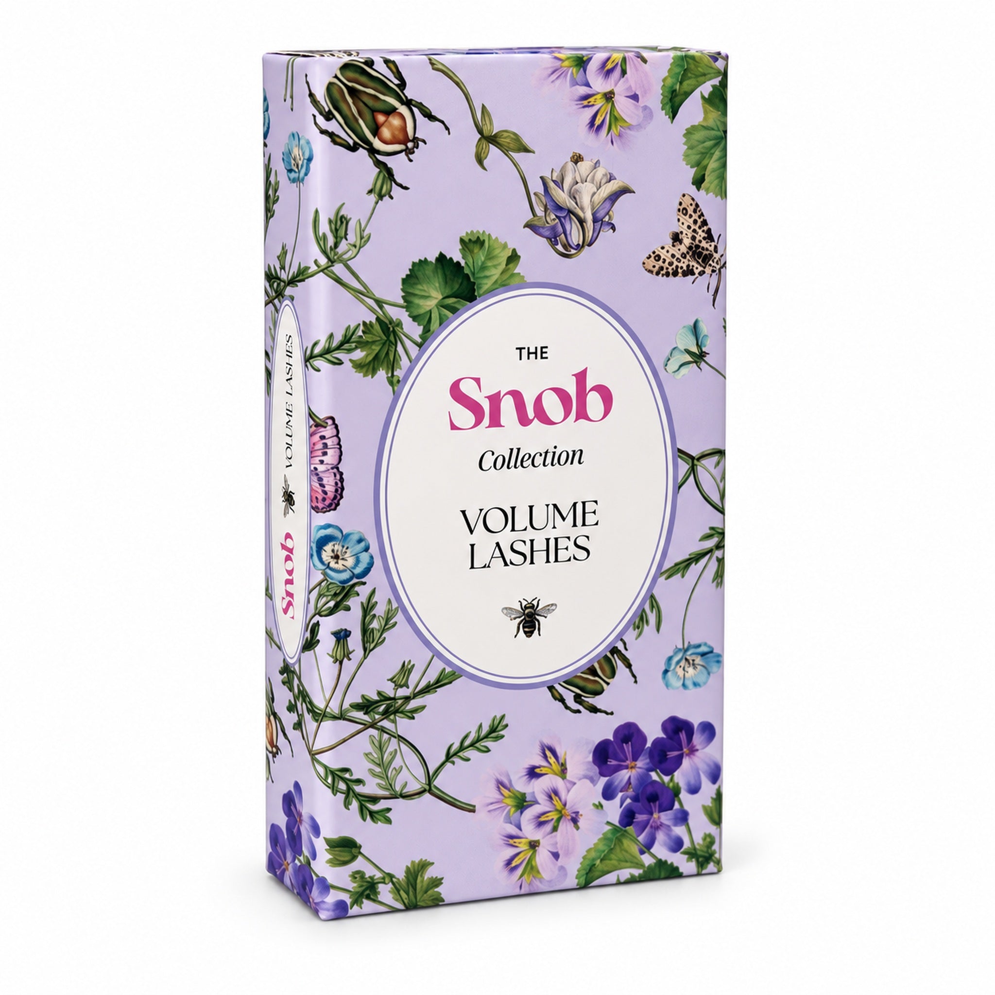 SNOB volume lash extension tray floral packaging front view on white background
