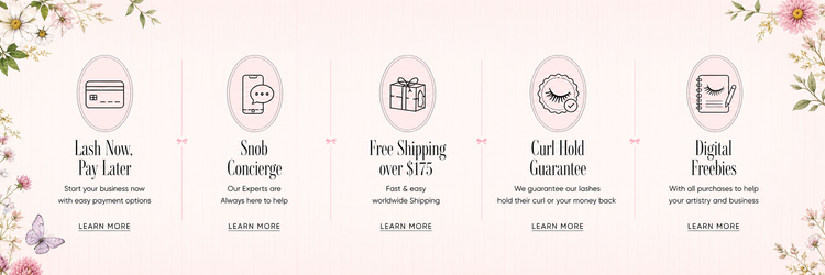 Snob shopping benefits including payment options, concierge support, free shipping, curl guarantee, and digital freebies