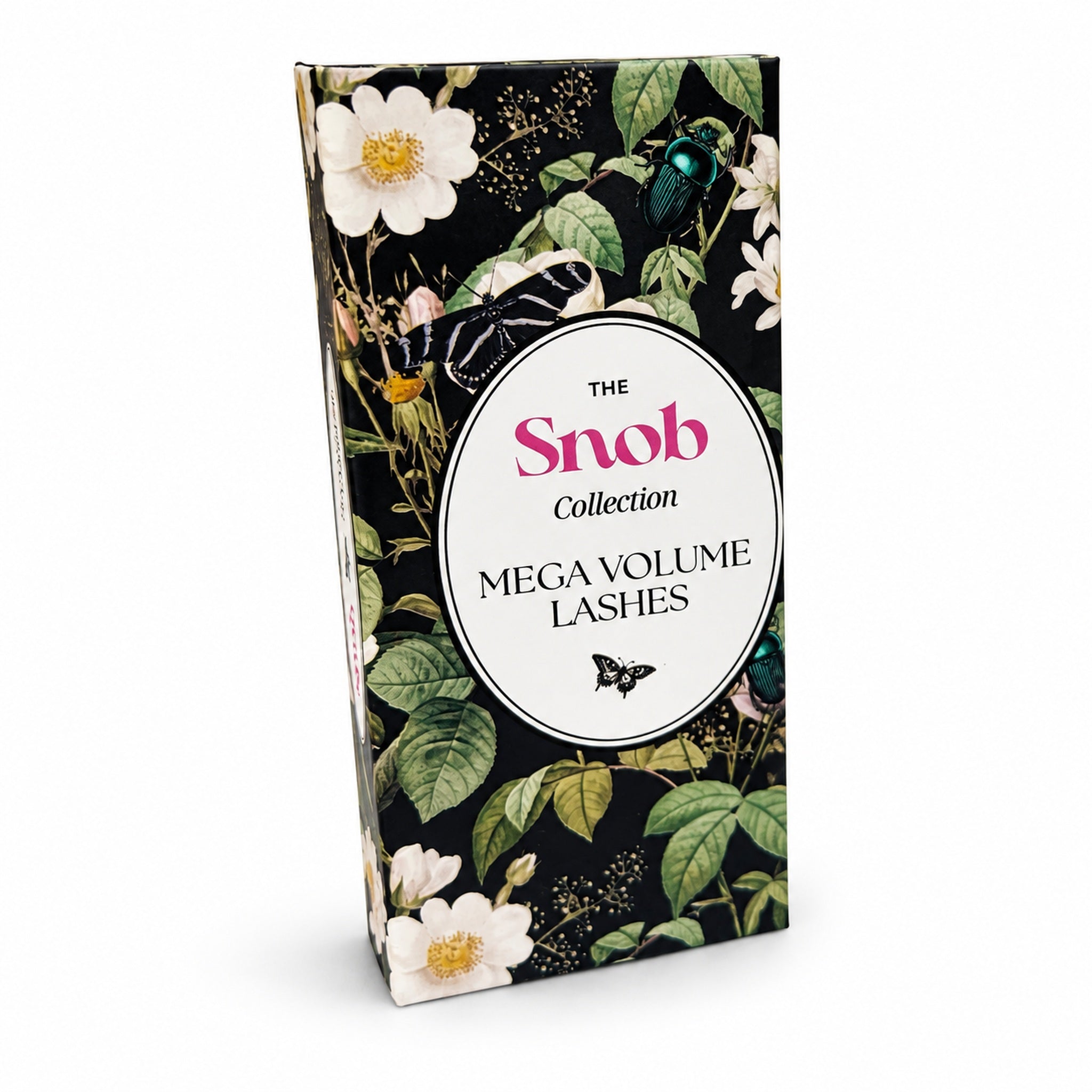 SNOB mega volume lash extension tray floral packaging front view on white background